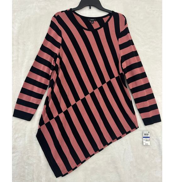 NWT Alfani Stripe Asymmetrical Knit Sweater Top XL Flowy - Picture 1 of 9
